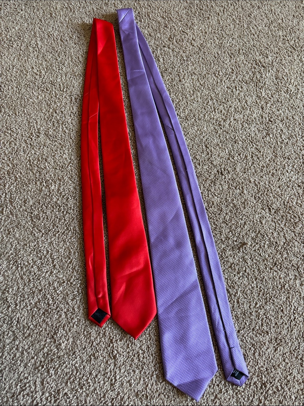 #285 Red and Lavender Polyester Neckties - Set of 2